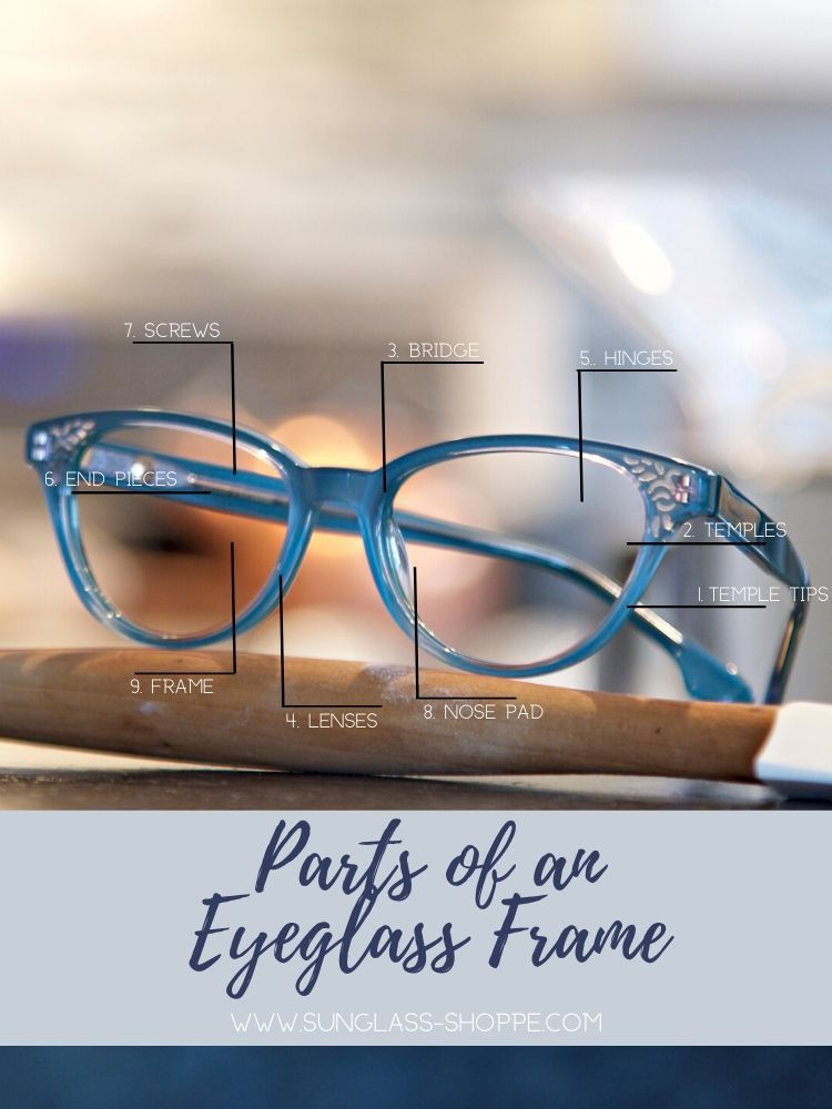 Parts of an Eyeglass Frame from The Sunglass Shoppe in Petoskey, Charlevoix, and Traverse City, MI